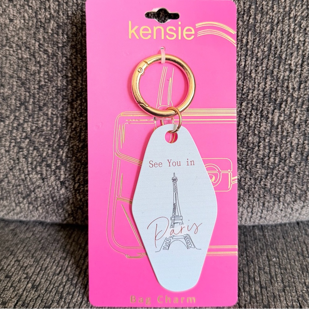 Kensie Gold and Baby Blue See you in Paris  Paris Bag Charm